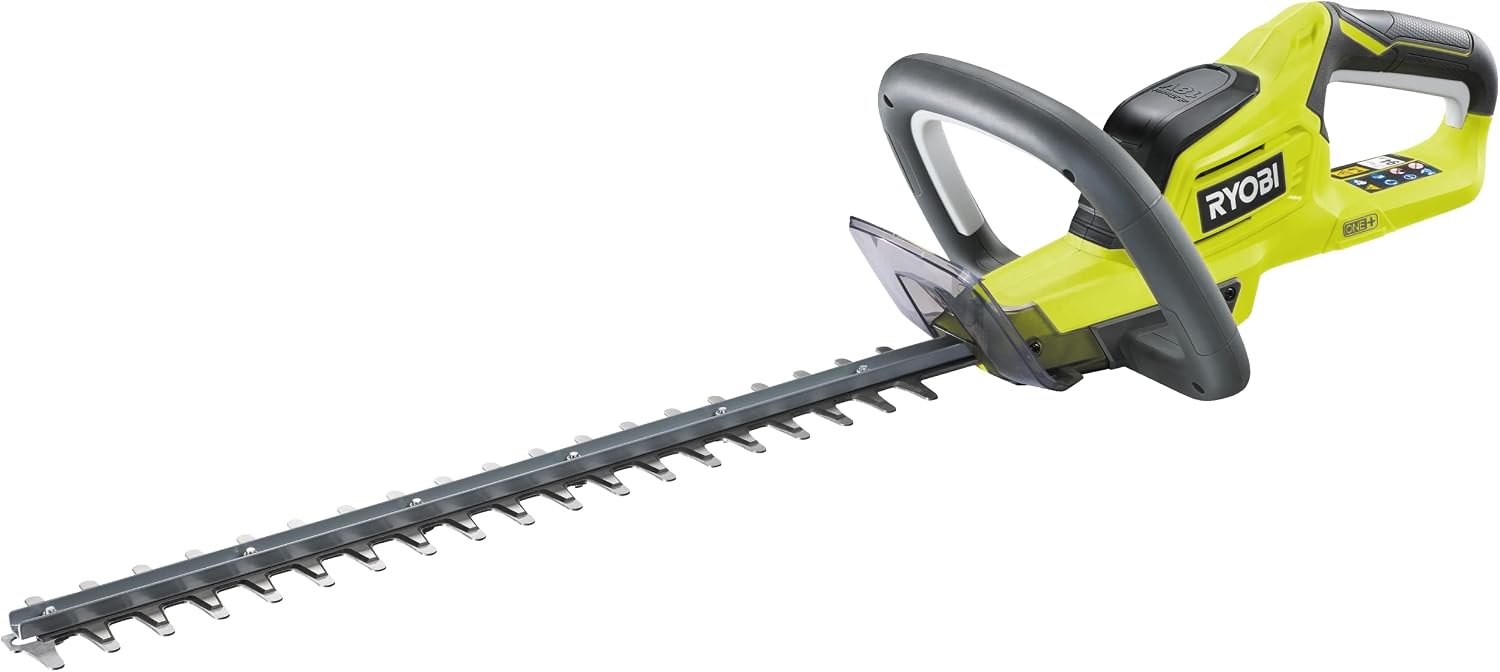 RYOBI - ONE+ 18V Cordless Electric Battery Hedge Trimmer - 45cm Blades for Young Hedges, Fine Twigs, Small Plants and Ornaments - Comes with 1 Protective Sheath - OHT1845