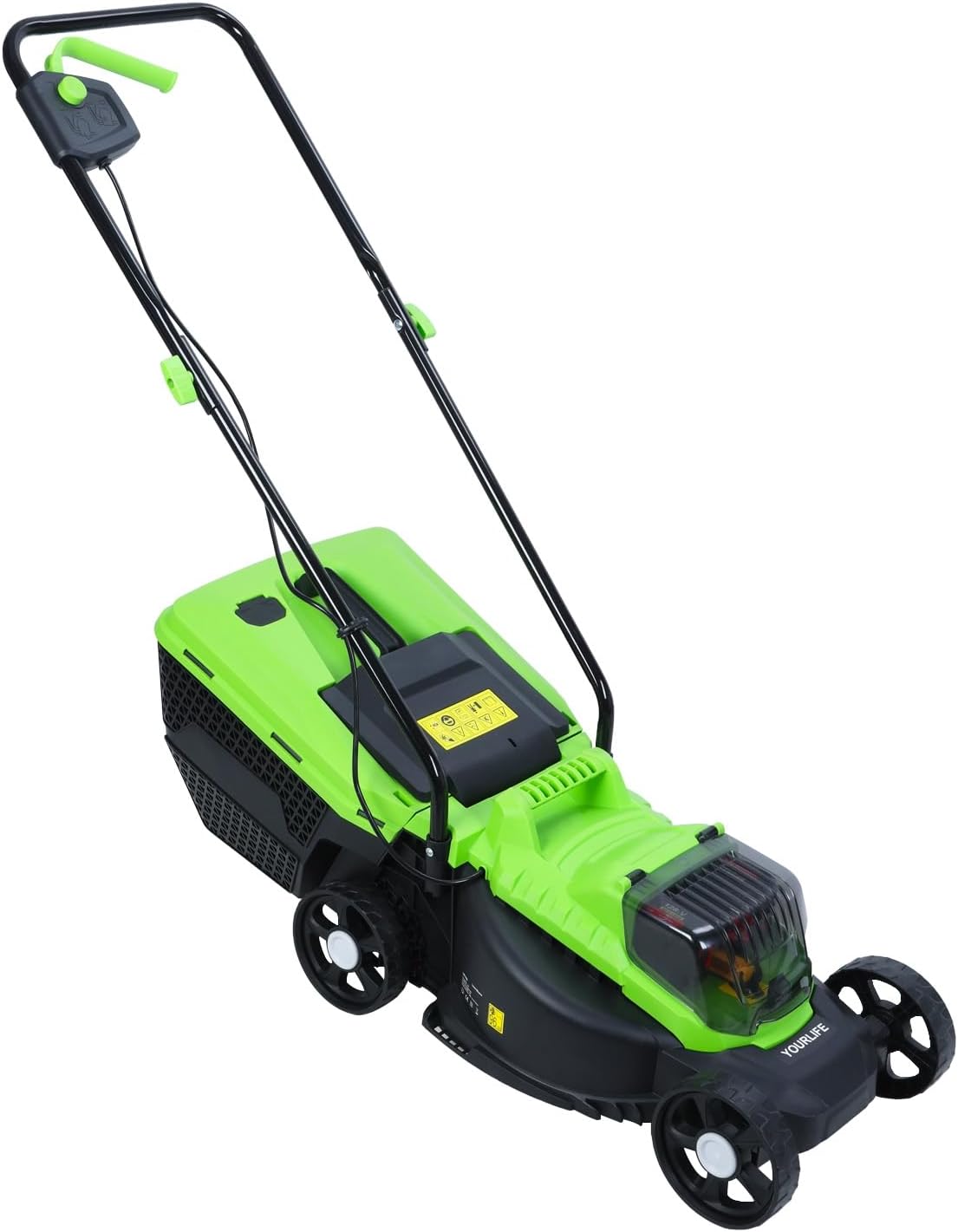 Lawn Mower, Walk-Behind Lawn Mowers, Self Propelled Lawn Mower Cordless Push Lawn Mower with Upgraded Brushless Motor Electric Lawn Mower Green