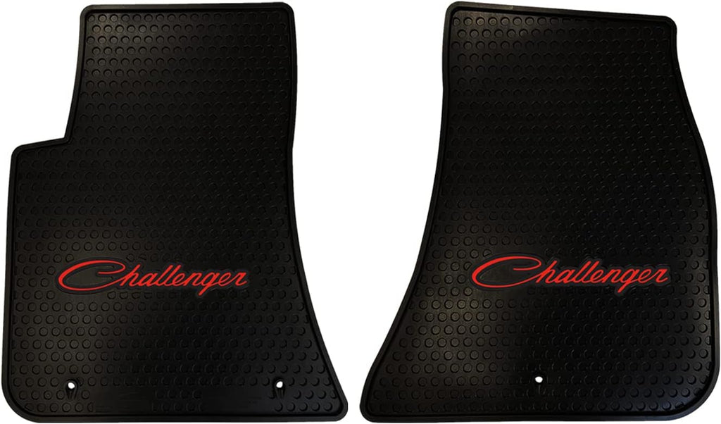 Lloyd Mats Custom-Fit All-Weather Rubber Floor Mats for Dodge Challenger RWD 2011-2023 (2PC - Red Challenger, Black)