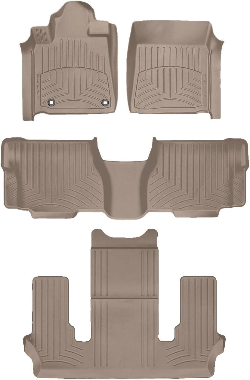 WeatherTech FloorLiner HP Custom Fit Floor Mats for Toyota Sequoia Full Set (454081-45093-4-5IM), Tan