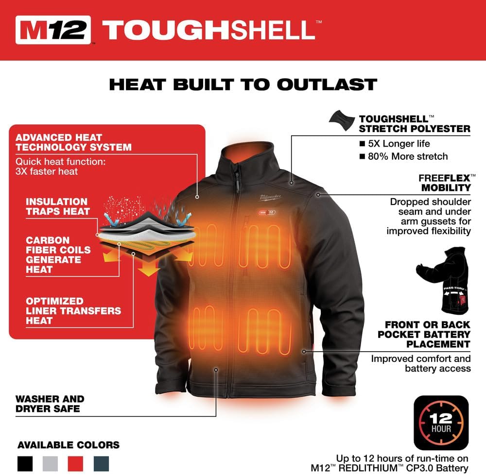 Milwaukee Electric - M12 Heated TOUGHSHELL Jacket - Black XL Jacket ONL