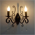 European Classic Vintage wall lamp Black Wrought Iron Body Crystal Deco Candle wall Light Fixture for Living Room Bedroom Stairs,Bathroom