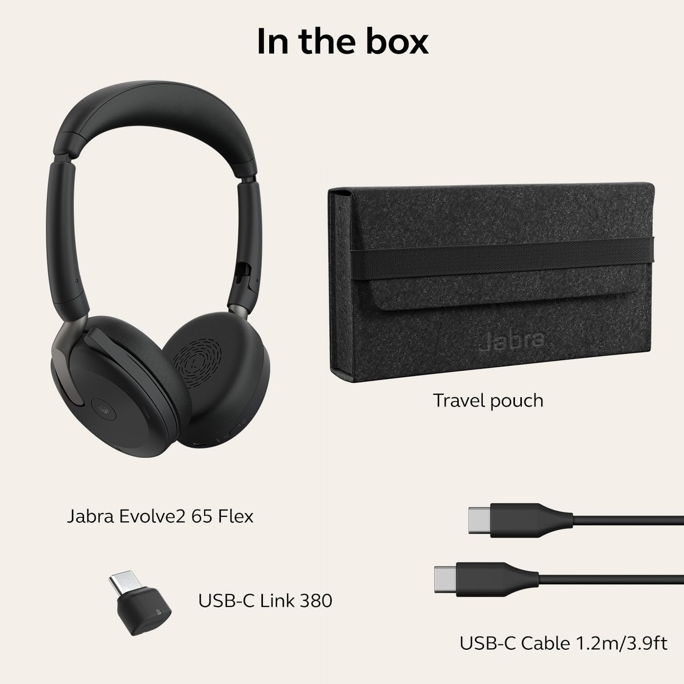 Jabra Evolve2 65 Flex Wireless Stereo Headset - Bluetooth, Noise-Cancelling ClearVoice Technology & Hybrid ANC - Certified for Microsoft Teams - Black (Renewed)