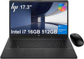 HP 17 Laptop (17.3' HD+ BrightView, Intel 10-Core i7-1355U, 16GB RAM, 512GB SSD, Narrow Bezel) for Business, Enterprise, Students, Long Battery Life, Wi-Fi, Webcam, Fast Charge, IST Mouse, Win 11 Home
