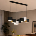 Morden Black and White Chandeliers for Dining Room Linear Chandelier Industrial Kitchen Island Lighting Square Ceiling Hanging Pendant Light for Living Room Bar CounterAbove Tea Room(7 Head)