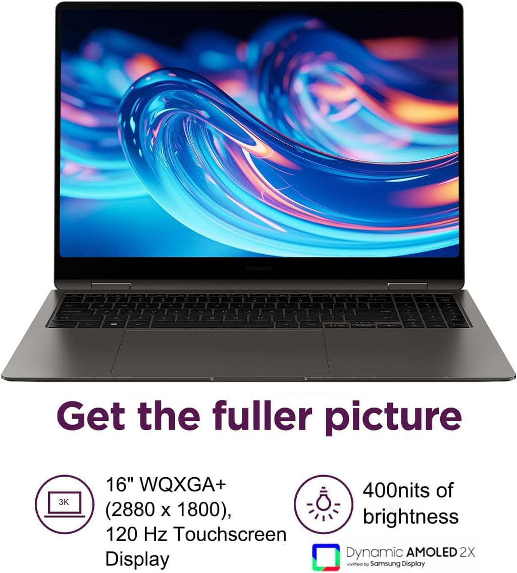 Samsung Galaxy Book3 Pro 360 2-in-1 Laptop (16' 3K Touchscreen, Intel 12-Core i7-1360P, 16GB RAM, 512GB SSD, S Pen) AMOLED ,Business, Creator, Designer, Backlit, FP, Win 11 Pro, French KB, NP960QFG