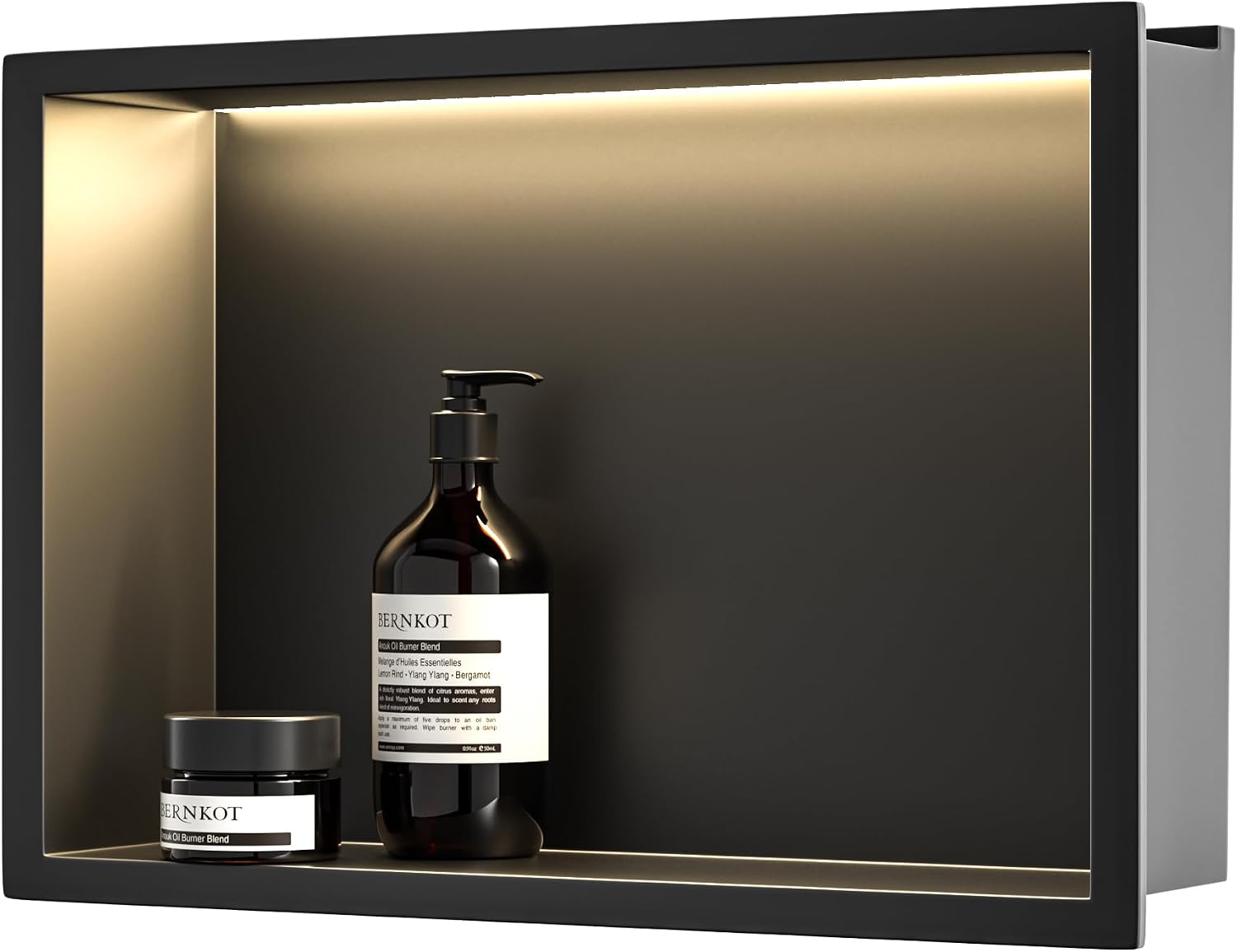 Stainless Steel Shower Niche 18' X 12' Matte Black with Led Light Waterproof No Tile Need Shower Niche for Bathroom Storage Recessed Wall Niches