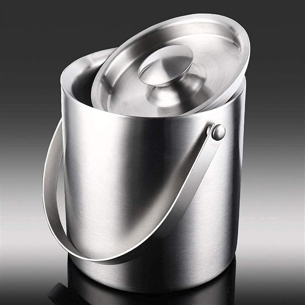 Stainless Steel Ice Bucket - 3L Double-Wall Insulated Buckets for Parties with Lid, Large Champagne Wine Drink Container Holder, Ideal for Freezer Cocktail Home Bar Accessories