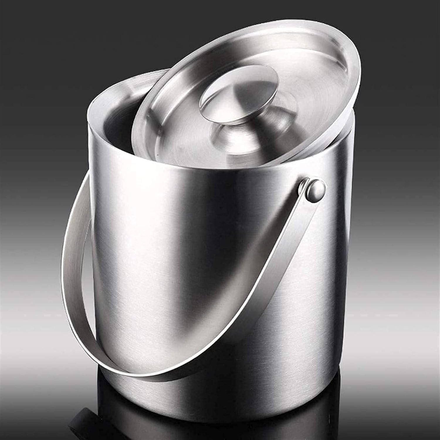 Stainless Steel Ice Bucket - 3L Double-Wall Insulated Buckets for Parties with Lid, Large Champagne Wine Drink Container Holder, Ideal for Freezer Cocktail Home Bar Accessories