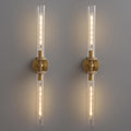 Bathroom Sconces Set of Two, 30 inch Wall Sconce Knurled Bathroom Wall Sconces with Tube Glass,Gold Sconces Wall Lighting Vanity Sconce for Bedroom,Living Room,Hallway, Staircase(E26 Bulb Include)