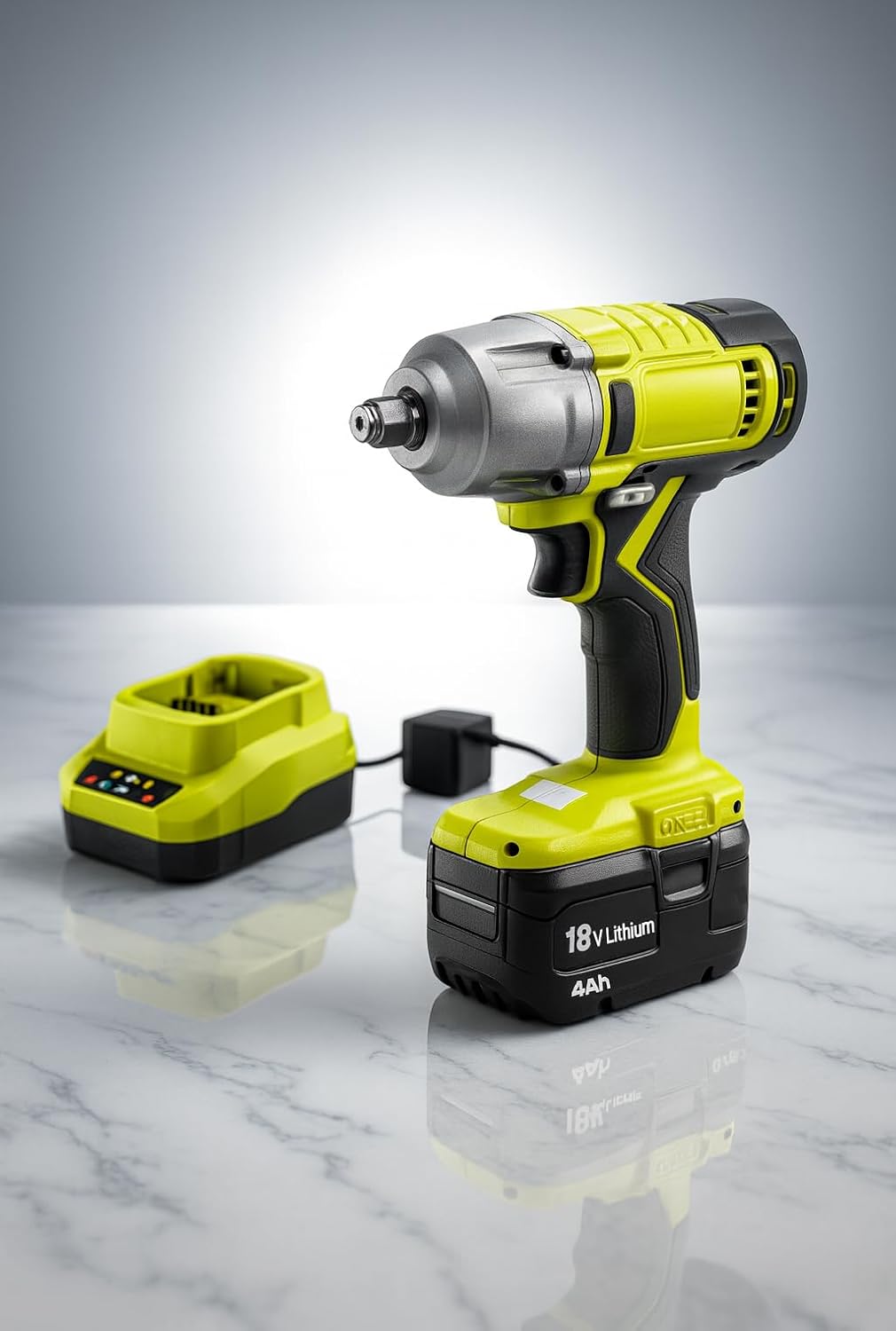 18V Cordless 1/2 in. Impact Wrench Kit with 4.0 Ah Lithium-Ion Battery & Charger, 375 ft./lbs. Torque, 3,100 IPM, Variable Speed 0–2,700 RPM, LED light – Compatible with Ryobi Tools