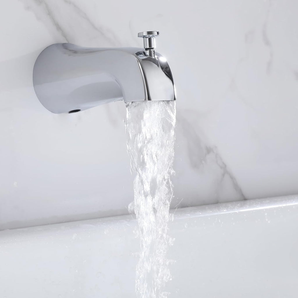 2 Handles Shower Faucet Set with Tub Spout,Bath Tub Shower Faucet Combo Set,2 Knobs Complete Tub and Shower Trim Kit with Valve,Wall Mounted,Chrome