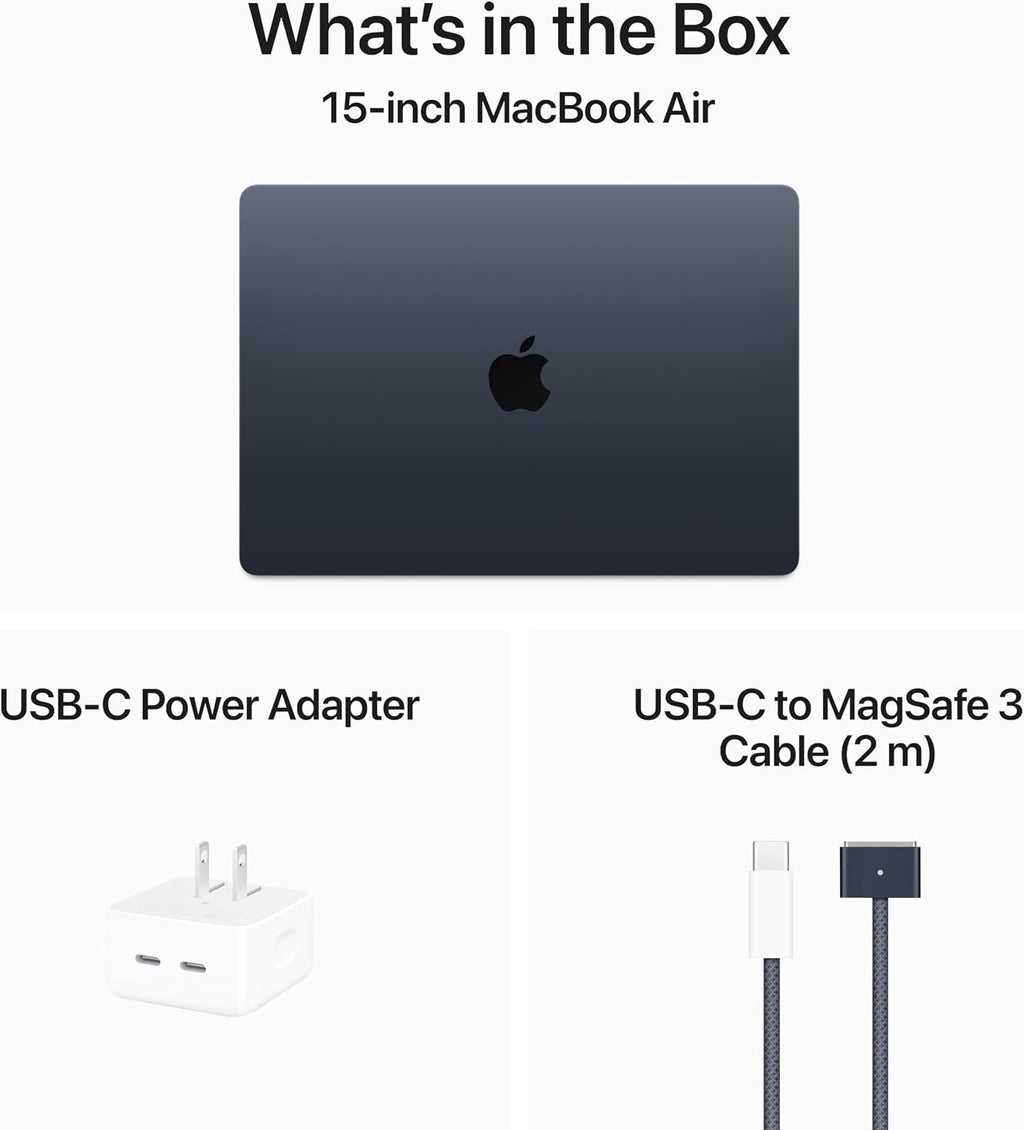Apple 2024 MacBook Air 15-inch Laptop with M3 chip: Built for Apple Intelligence, 15.3-inch Liquid Retina Display, 8GB Unified Memory, 512GB SSD Storage, Backlit Keyboard, Touch ID; Midnight