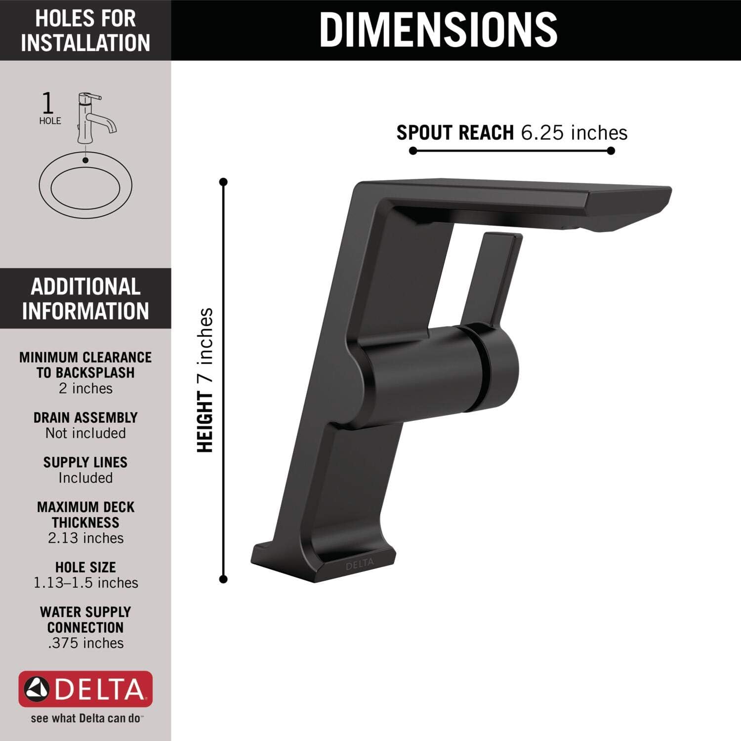 Delta Faucet 699-BL-DST Pivotal Sing. Hndl Mid-Height Vessel Lav. Faucet Black