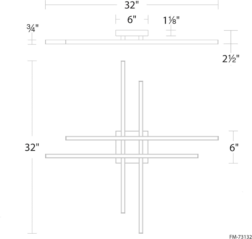 WAC Lighting dweLED, Parallax 32in LED Flush Mount 3-CCT 2700K-3000K-3500K Set to 3000K in Black