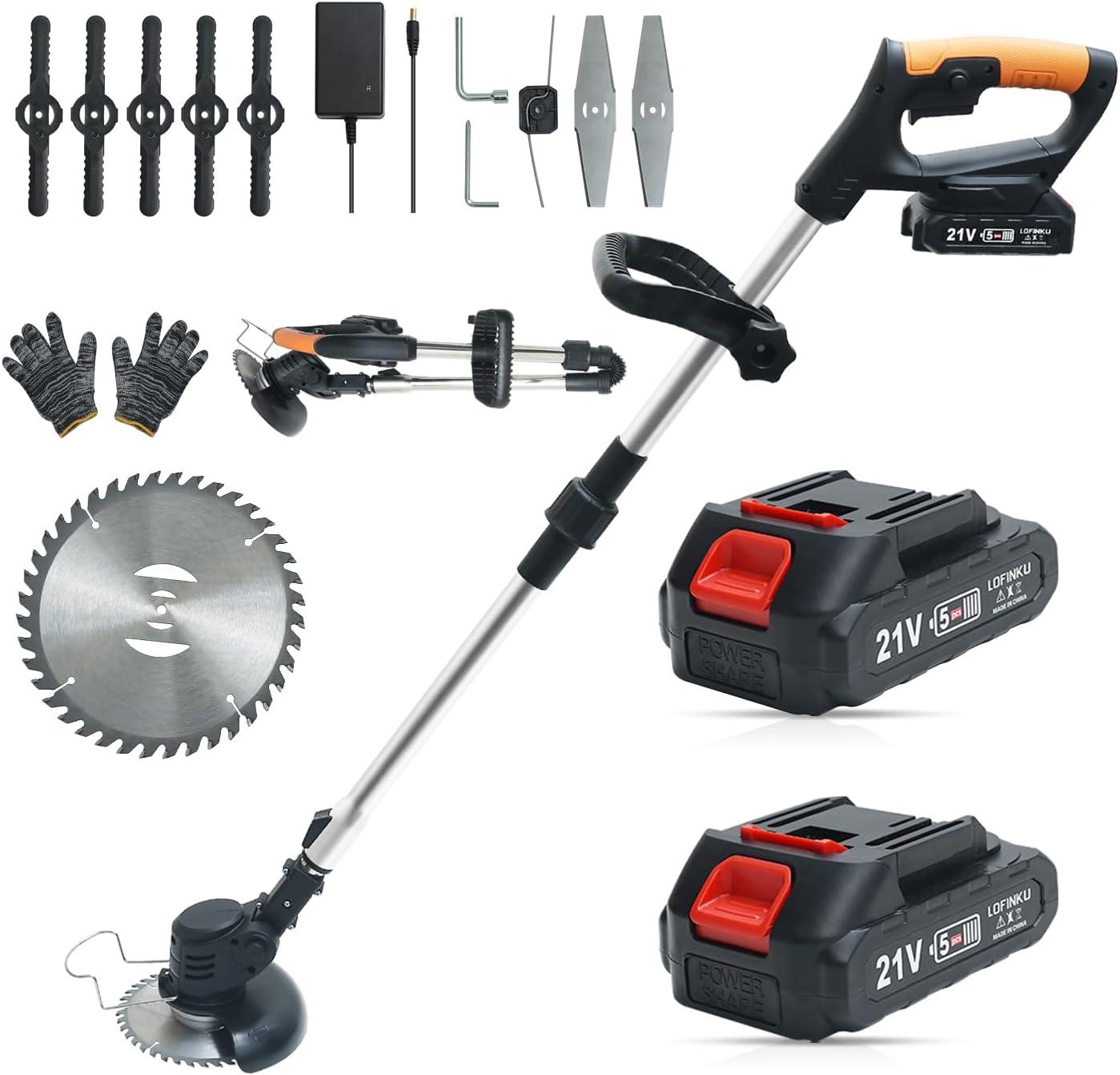 Cordless Weed Wacker,Electric Weed Eater,2 Batteries,Grass Trimmer Cordless,Black-C