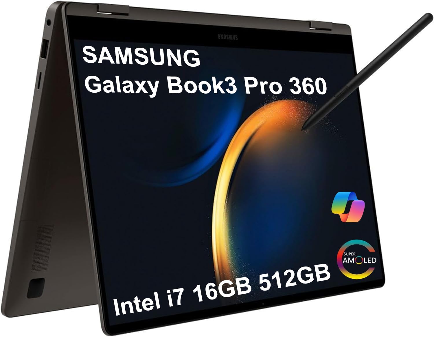 Samsung Galaxy Book3 Pro 360 2-in-1 Laptop (16' 3K Touchscreen, Intel 12-Core i7-1360P, 16GB RAM, 512GB SSD, S Pen) AMOLED ,Business, Creator, Designer, Backlit, FP, Win 11 Pro, French KB, NP960QFG