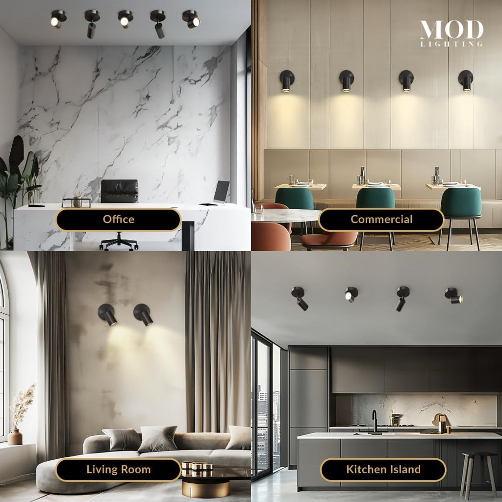 MOD LIGHTING Harris | Modern Track Lights LED, Indoor Ceiling Light Fixture for Dining Room, Kitchen Island Ceiling Lights, Solid Brass Light Fixture (Matte Black | Warm White | 1-Light)