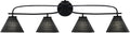 Toltec Lighting Cavella 4-Light Bath Bar – Modern Vanity Light Fixture for Bathroom – Dimmable and LED-Compatible Wall Light – Matte Black Finish, 7' Black Matrix Glass