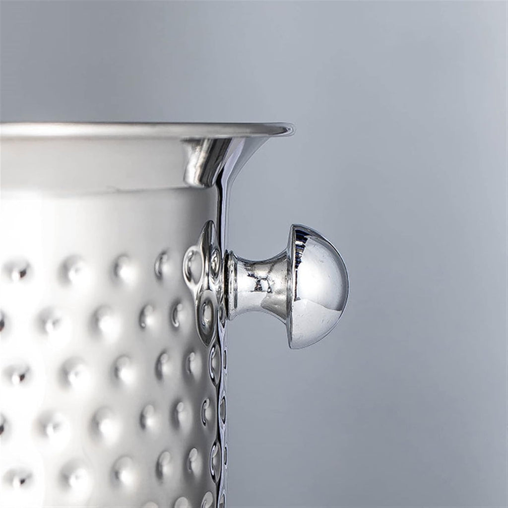 ice Bucket Stainless Steel Ice Bucket Bar KTV Service Wine Barrel Hammered Binaural Red Wine Ice Wine Barrel Perfect for Wine Champagne Champagne Bucket (B)