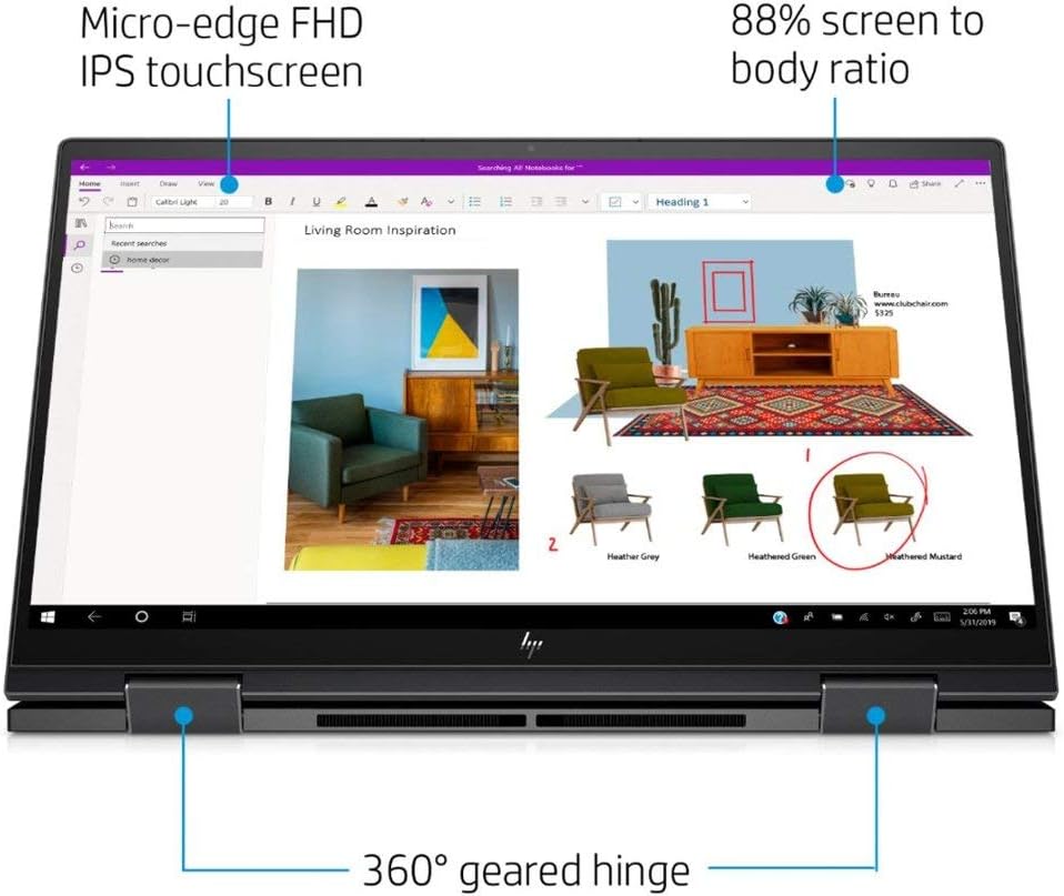 HP Envy X360 2-in-1 15.6 Inch FHD Touchscreen Laptop, AMD Six-Core Ryzen 5 5500U (Beat i7-7500U), 12GB RAM, 512GB PCIe SSD, Backlit Keyboard, Fingerprint Reader, Windows 10