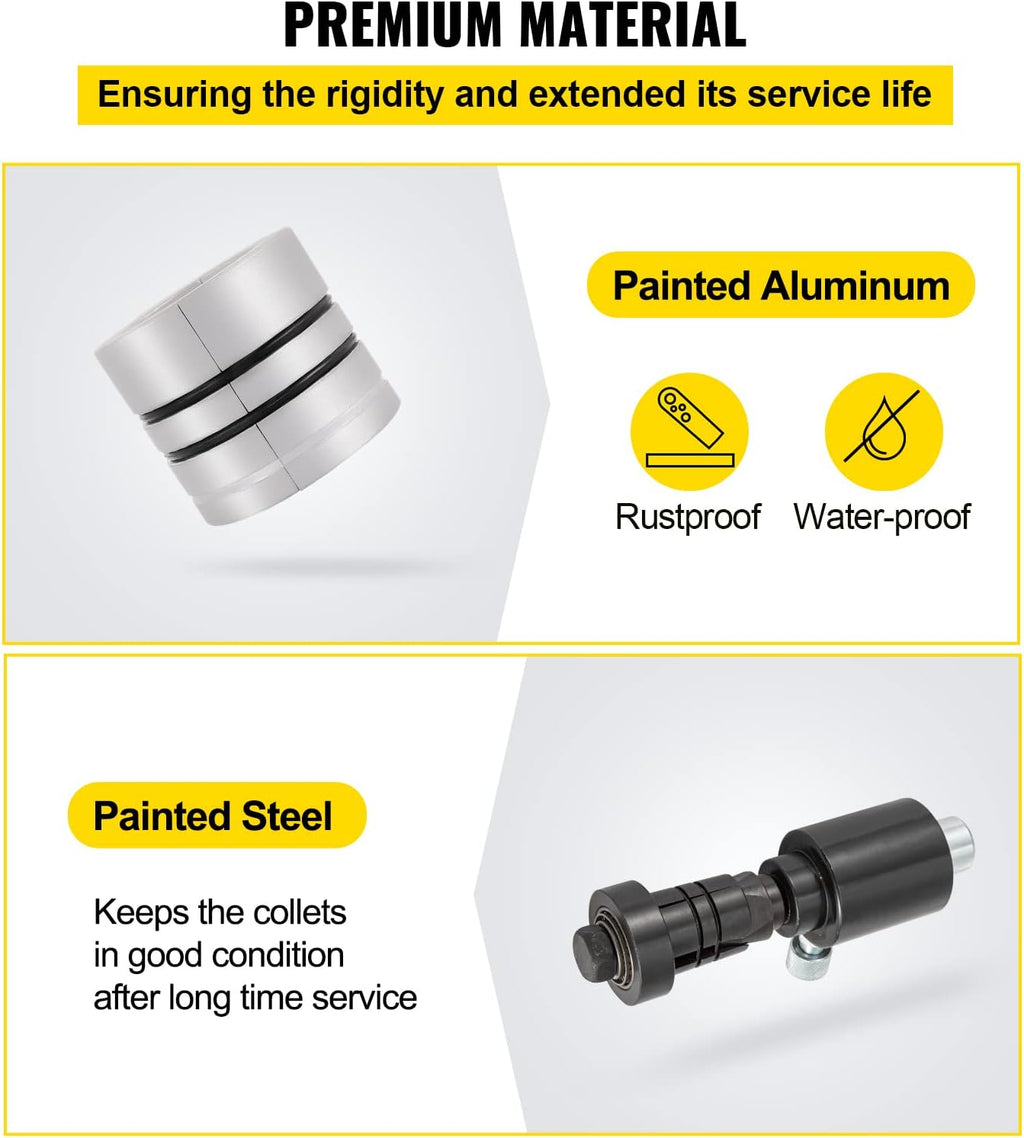 VEVOR Hydraulic Exhaust Pipe Expander, 1-5/8 to 4-1/4 Inch, 10 T Manual Hydraulic Pipe Stretcher, w/4 Dies and 2 Case, for Copper Aluminum Tubes in Car Repairing