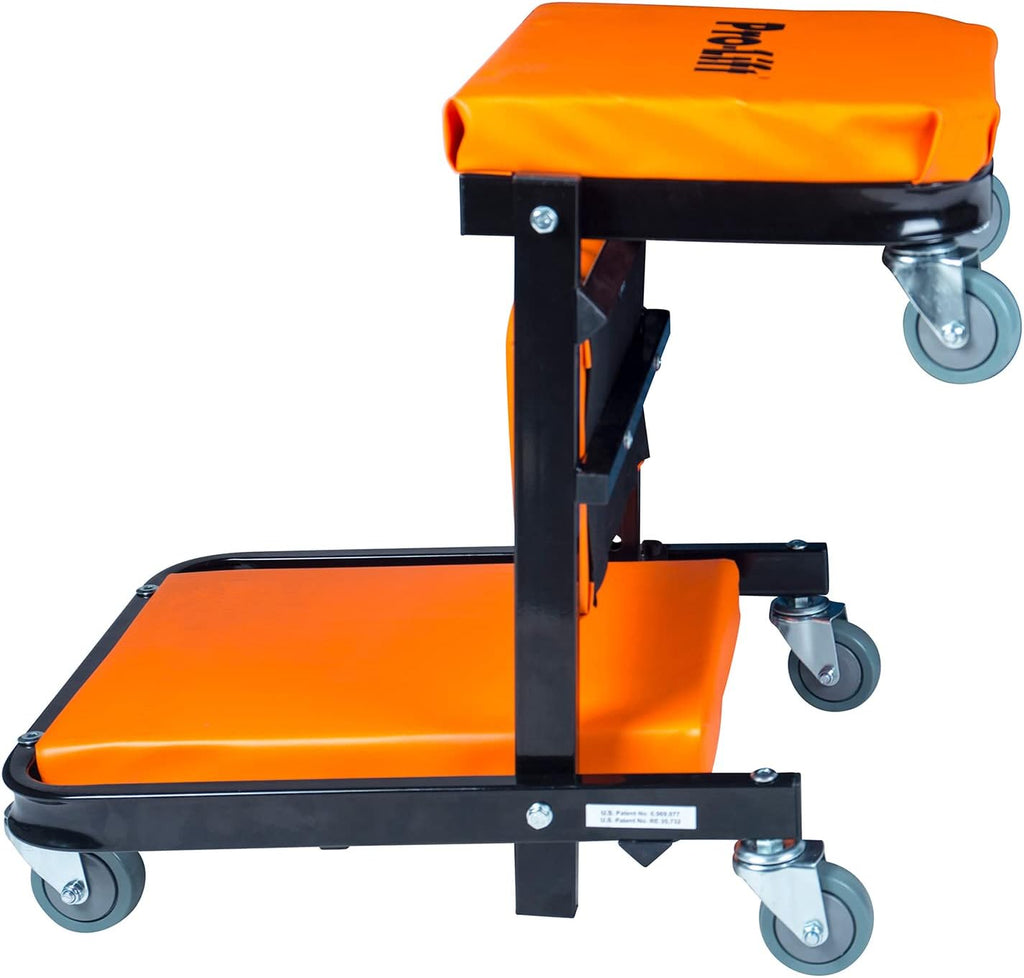 Pro-Lift Foldable Z Creeper - 2-in-1 Rolling Folding Car Creeper & Seat - 40' Adjustable Roller Garage Chair Lay Down or Sit, 450 LBS Capacity Under Car Roller Creeper with 6 Swivel Casters