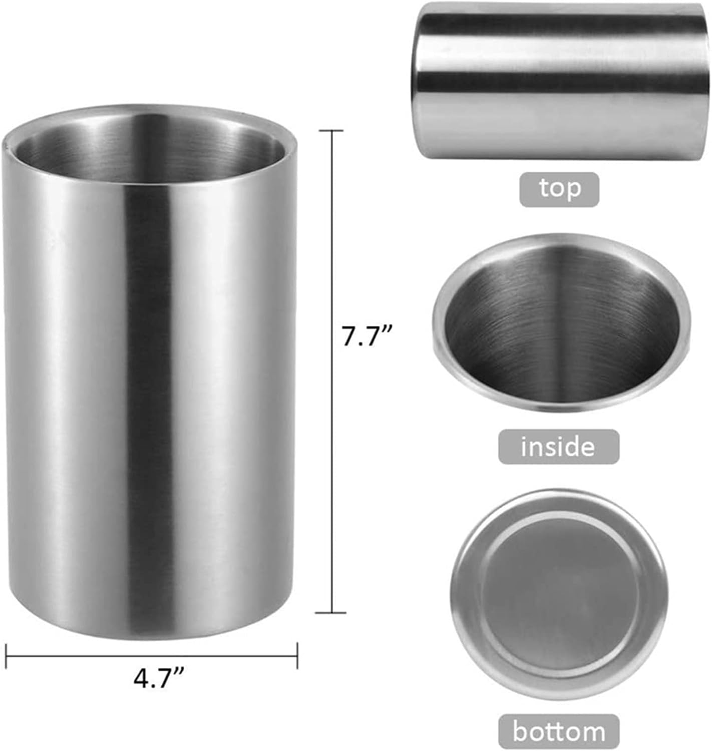 ice Bucket Modern Round Ice Bucket Stainless Steel Double Wall Red Wine Champagne White Wine Bottle Refrigerated Bucket Bar Home Ice Bucket Champagne Bucket