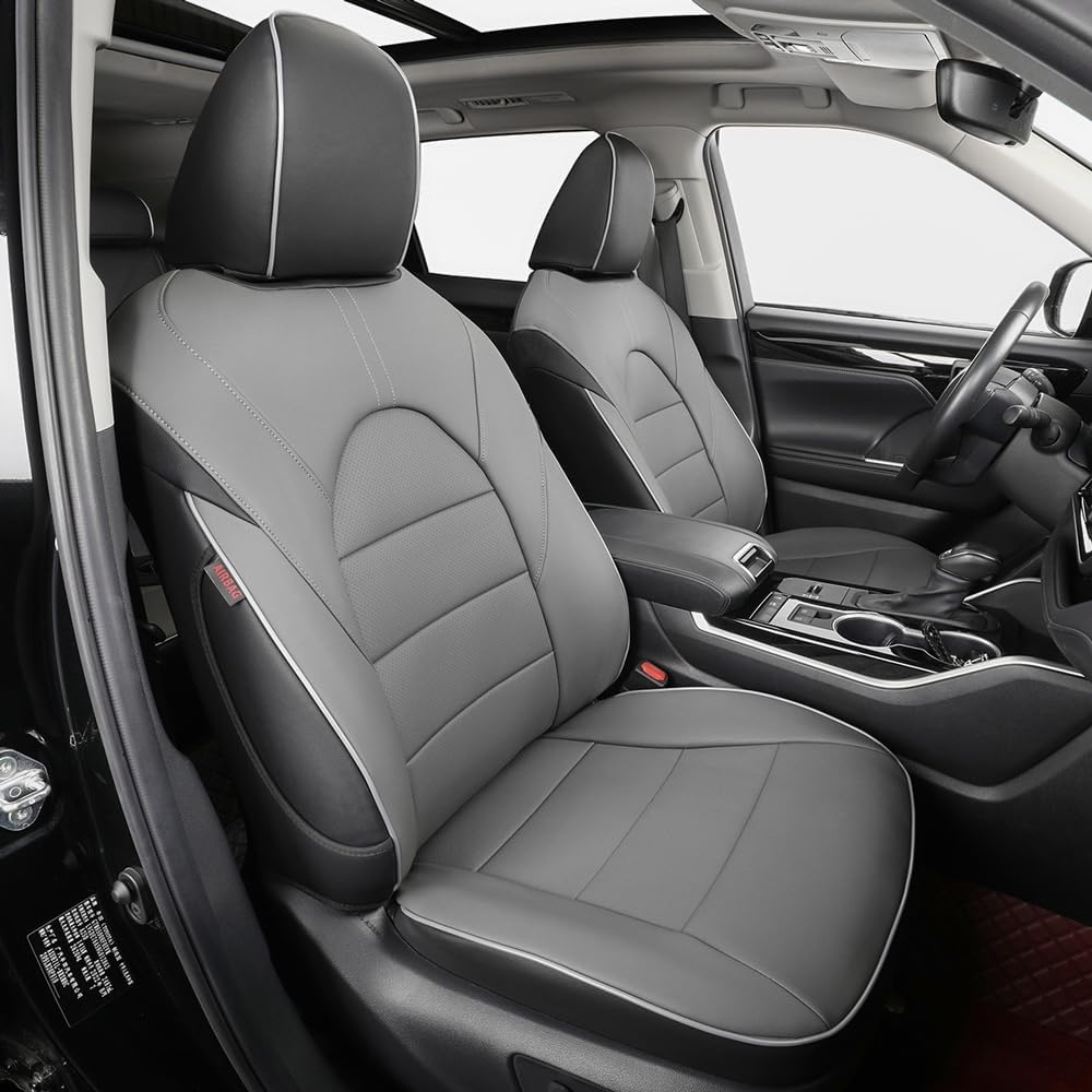 EKR Highlander Seat Covers for Toyota Highlander 2014-2019,(2nd Row 40/60 Split),Car Seat Protectors for Trucks,Waterproof Leather Car Seat Cover Full Set-Faux Leather(Gray)