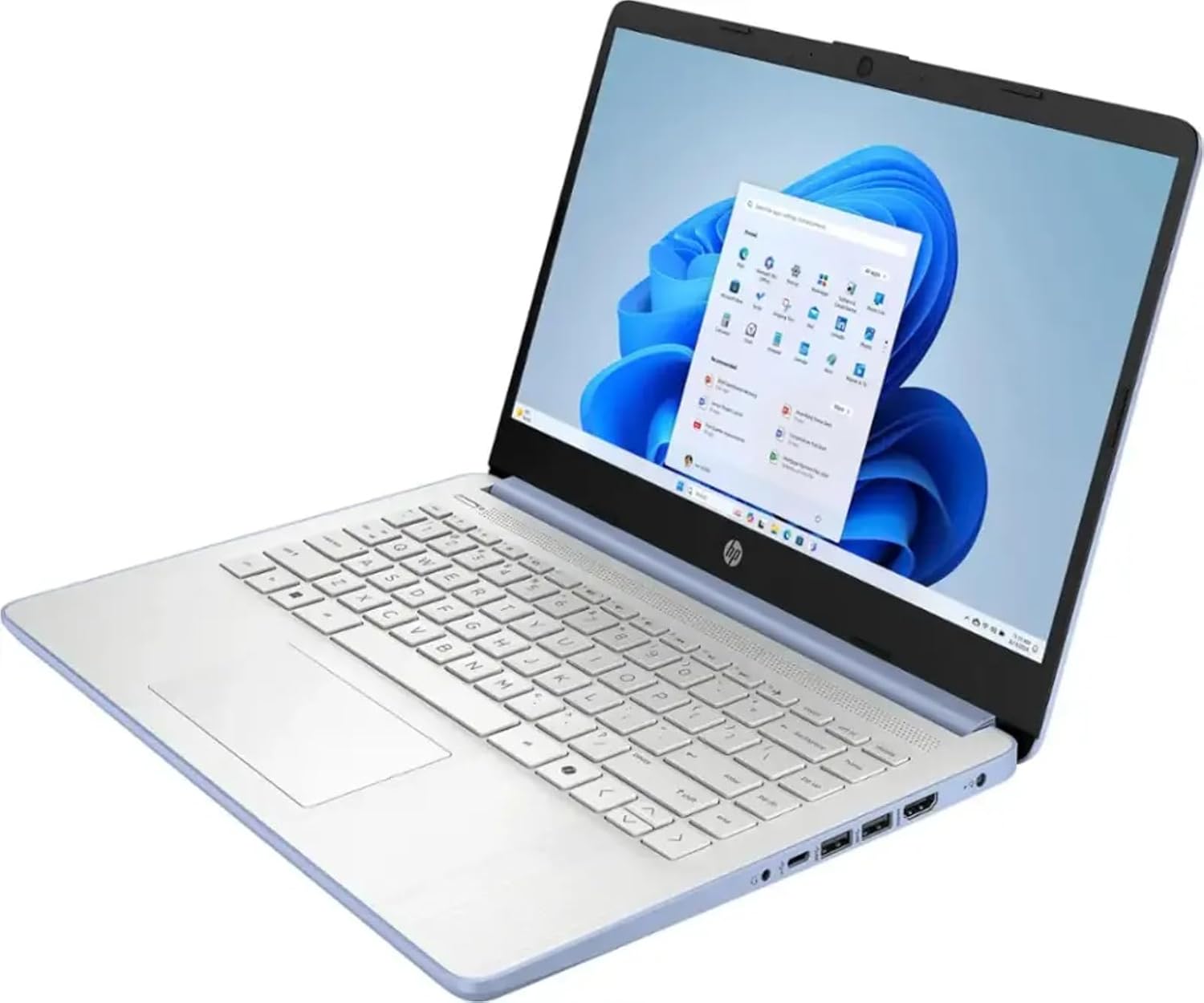 HP Slim Laptop for Business & Student - Windows 11 Pro • 1-Year Microsoft Office 365 • 14 inch HD • Intel Quad-core CPU • 16GB RAM, 128GB UFS, 256GB Micro SD • Sleek Design Portable Laptop • Sky Blue