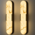 20' Alabaster Wall Sconces Set of Two, Natural Marble Wall Lights Black Mid Century Marble Wall Lamp Bathroom Vanity Indoor Alabaster Wall Lighting Fixtures for Cafe Bedroom Hallway Stairs