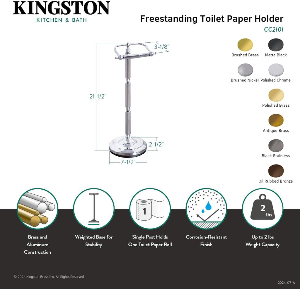 Kingston Brass CC2102 Georgian Pedestal Paper Holder, 21-1/2-Inch, Polished Brass