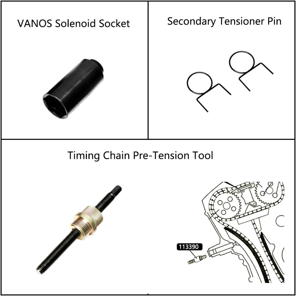 DPTOOL Engine Camshaft Locking Tool Crankshaft Alignment Vanos Timing Tool Kit Compatible with BMW M60 M62 M62 TU Engine Replacement for Land Rover 2003-2005 Replace 112441 112442 112445 116452