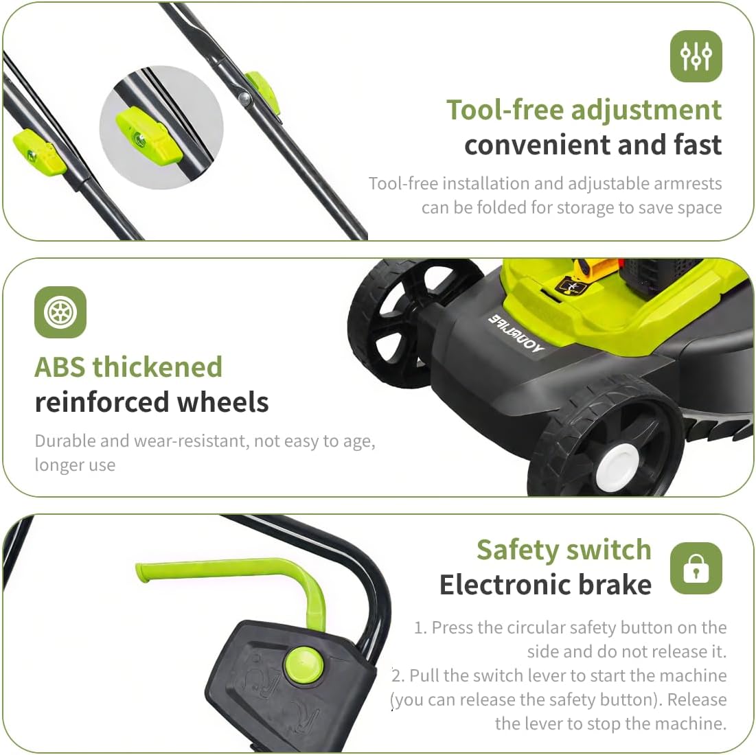 Electric Self-Propelled Lawn Mower, Light, Fast and Efficient, Lawn Beautification, Suitable for a Variety of Scenarios, Hand-Push Lawn Mower, Trimmer, Outdoor Smart