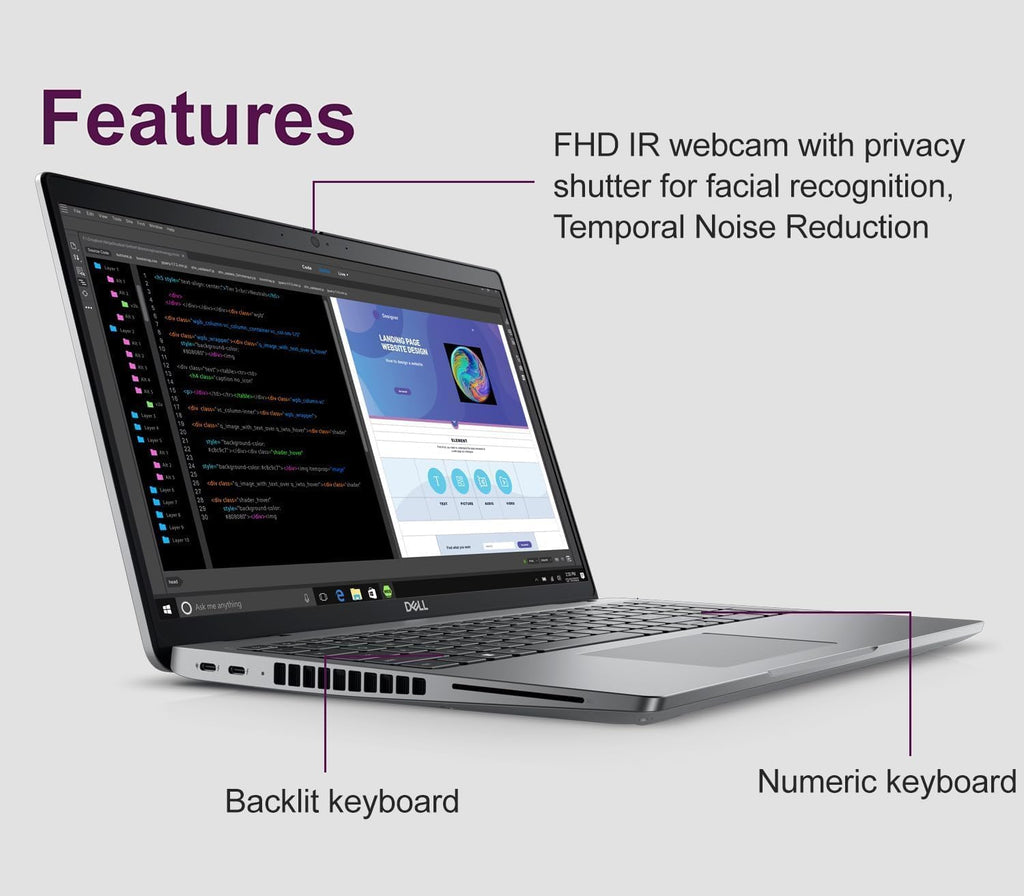 Dell Precision 3580 Mobile Workstation Laptop (15.6' FHD, Intel 10-Core i7-1355U vPro, 32GB RAM, 1TB SSD) for Business, Engineer, 2x Thunderbolt 4, Backlit, 1080p IR Webcam, Ethernet, Win 11 Pro