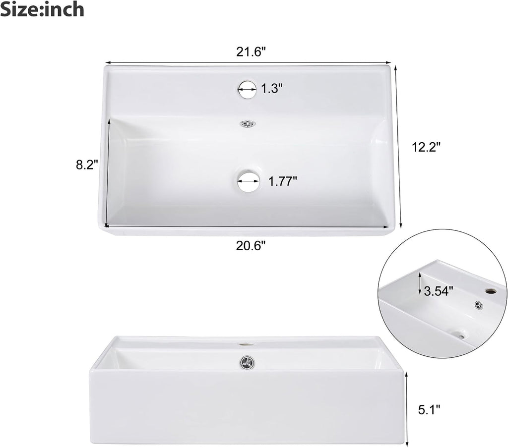 21.6-inch Bathroom Vanity with Reversible Sink, Free-Standing Single Storage Cabinet with One Right Door and Side Open Shelf, Vanity with Ceramic Basin for Bathroom (Dark Grey)