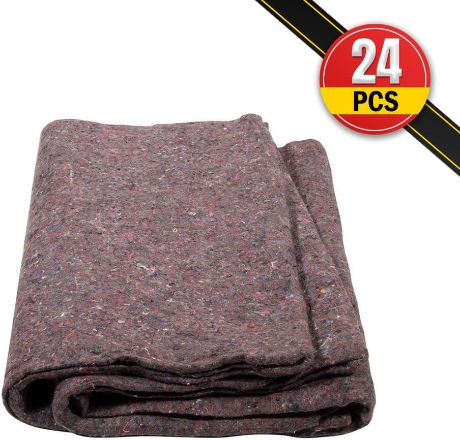 Mytee Products 24 Pack 72' x 80' Textile Moving Blankets - Heavy Duty Furniture Moving Pads for Packing & Transport, Protective Skin Moving Blankets for Storage & Home