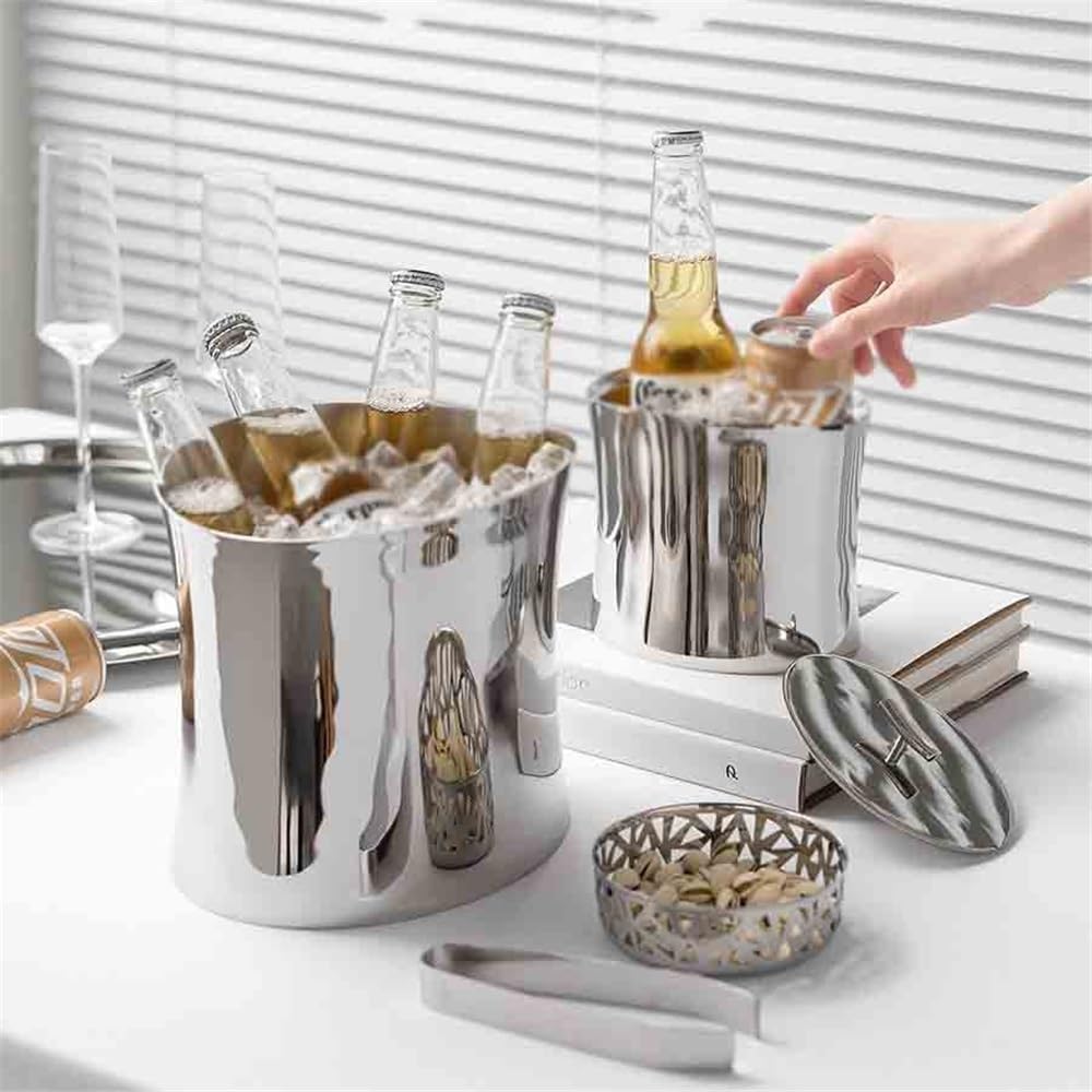 Ice Container Home Wine Champagne Beer Red Wine Chilling Ice Bucket Light Luxury Ornaments Stainless Steel Ice Bucket Wine Beer Champagne Bucket