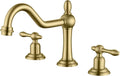sumerain 3 Holes 8 inch Widespread Bathroom Sink Faucet, Brushed Gold 2 Handle Vanity Faucet with Swivel Spout