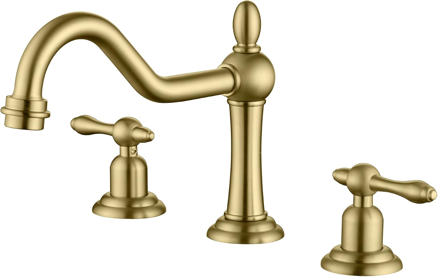 sumerain 3 Holes 8 inch Widespread Bathroom Sink Faucet, Brushed Gold 2 Handle Vanity Faucet with Swivel Spout
