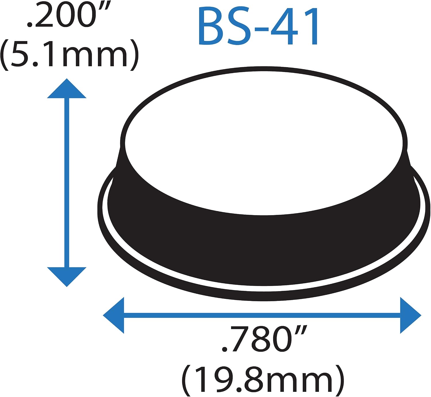 Bumper Specialties Self Adhesive Bumper Feet 0.780' x 0.200' (19.8mm x 5.1mm) Clear Cylindrical Polyurethane Pads for Industrial Surface Protection, 3,360 Pieces per Box, BS41