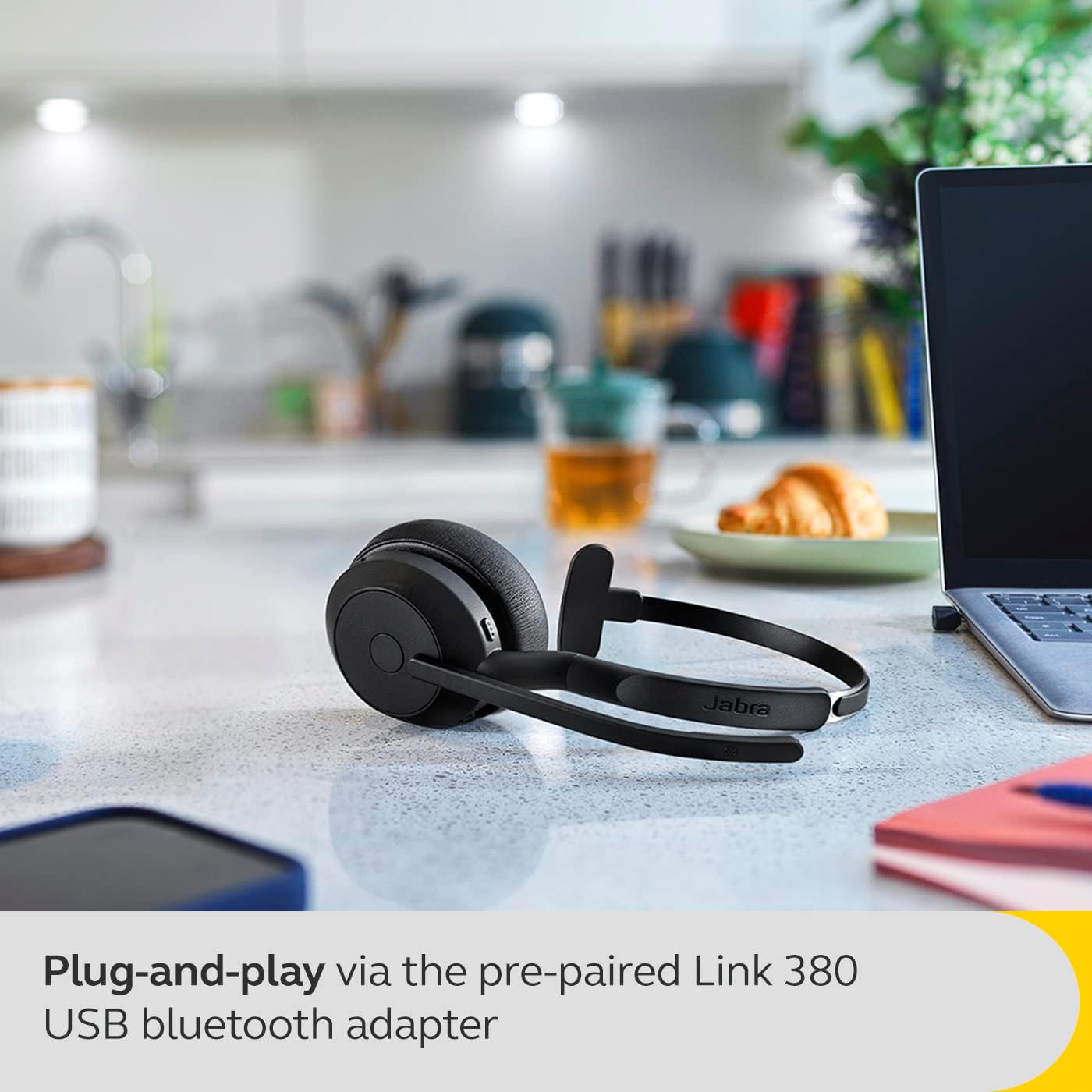 Jabra Evolve2 55 Mono Wireless Headset with Charging Stand AirComfort Technology, Noise-Cancelling Mics & Active Noise Cancellation - MS Teams Certified, Works with Other Platforms - Black