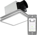 Akicon Bathroom Exhaust Fan with Light, 80CFM 2.0 Sones Powerful Bathroom Fan and Humidity Sensor Switch Combo, 3CCT LED Light and Nightlight Ventilation Fan for Home, Square, Sliver