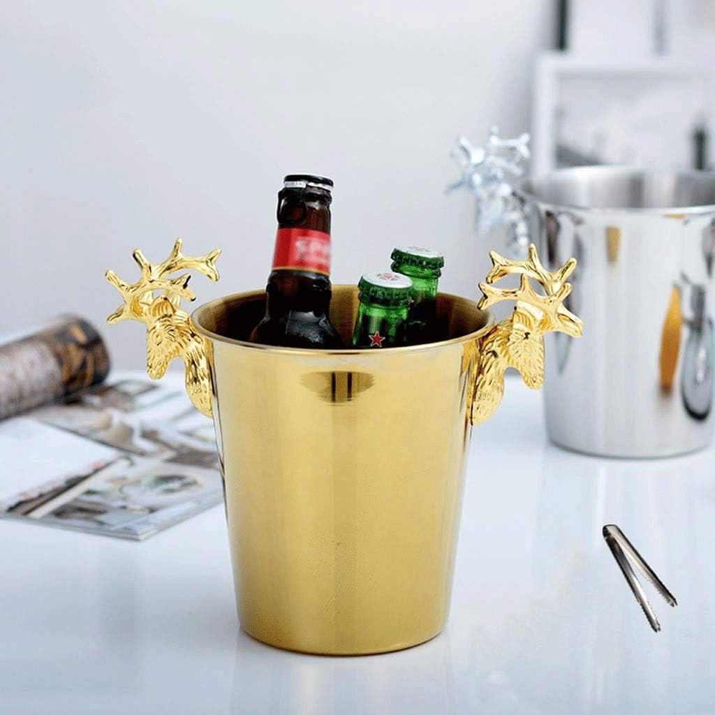 ice bucket, Ice Bucket Champagne Bucket Stainless Steel Ice Bucket Bar Commercial Ice Cube Ice Bucket Home Red Wine Ice Bucket (Color : B, Size : 16x16.8cm) (B 16x16.8cm)