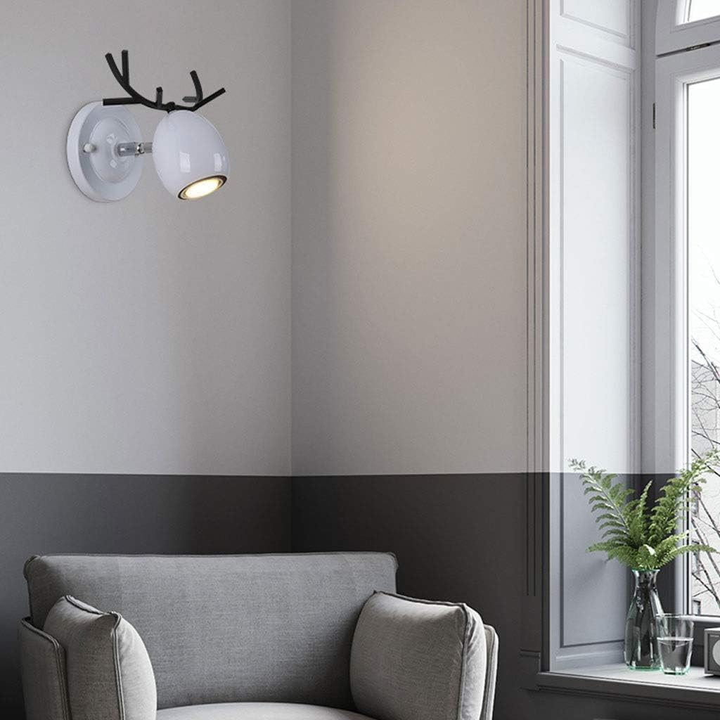 Sconce Wall Lighting Wrought Iron Wall Lamp Nordic Creative Antlers Wall Light Bedroom Wall Sconce for Living Room Bedside Dining Room Bathroom Light Fixtures(White)