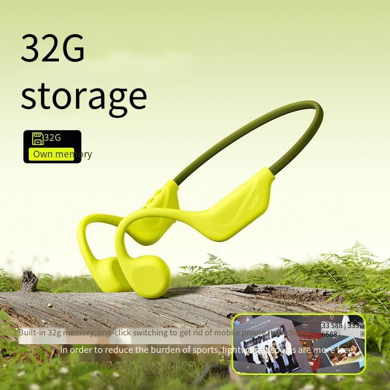 Open Ear Headphones Bone Conduction Headphones Wireless Bluetooth 5.4 On Ear Heaset with ENC Noise Cancelling,MP3 Play Built-in 32GB Memory,IPX6 Waterproof Sports Ear Buds for Swimming Running,White