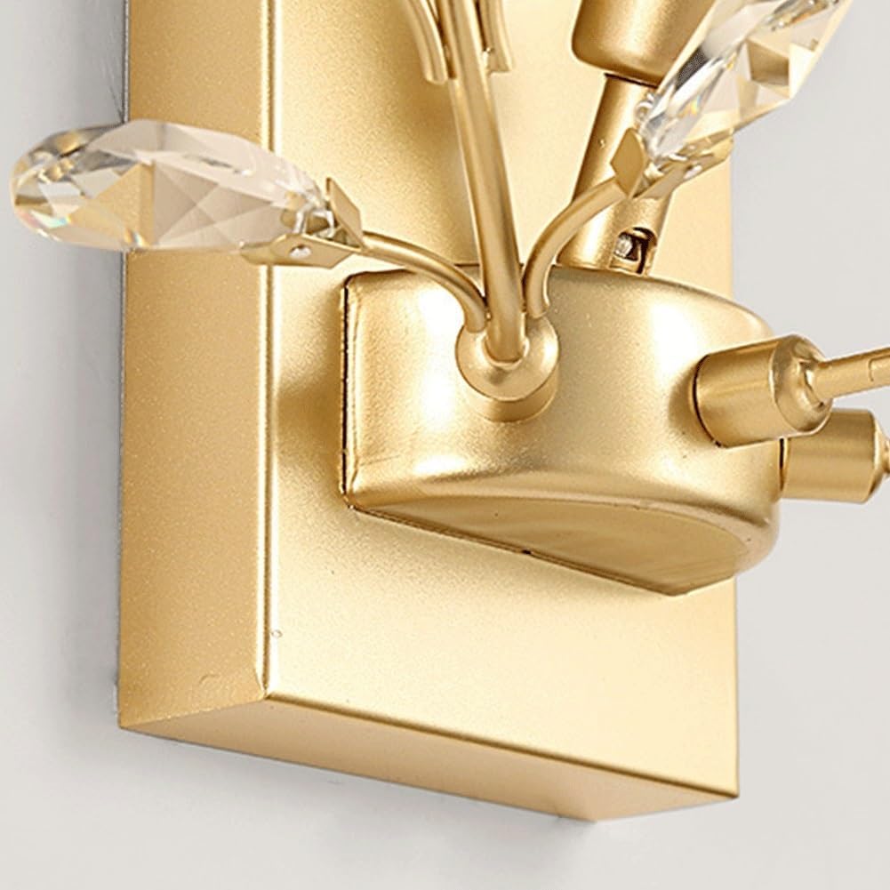 Wall Lighting Fixtures Creative Retro Crystal Wall Sconces Wrought Iron Crystal Branches Wall Light Wall Mounted Lighting Fixture for Dining Room Bathroom Bedroom Living Room Entryway ( Color : Gold )