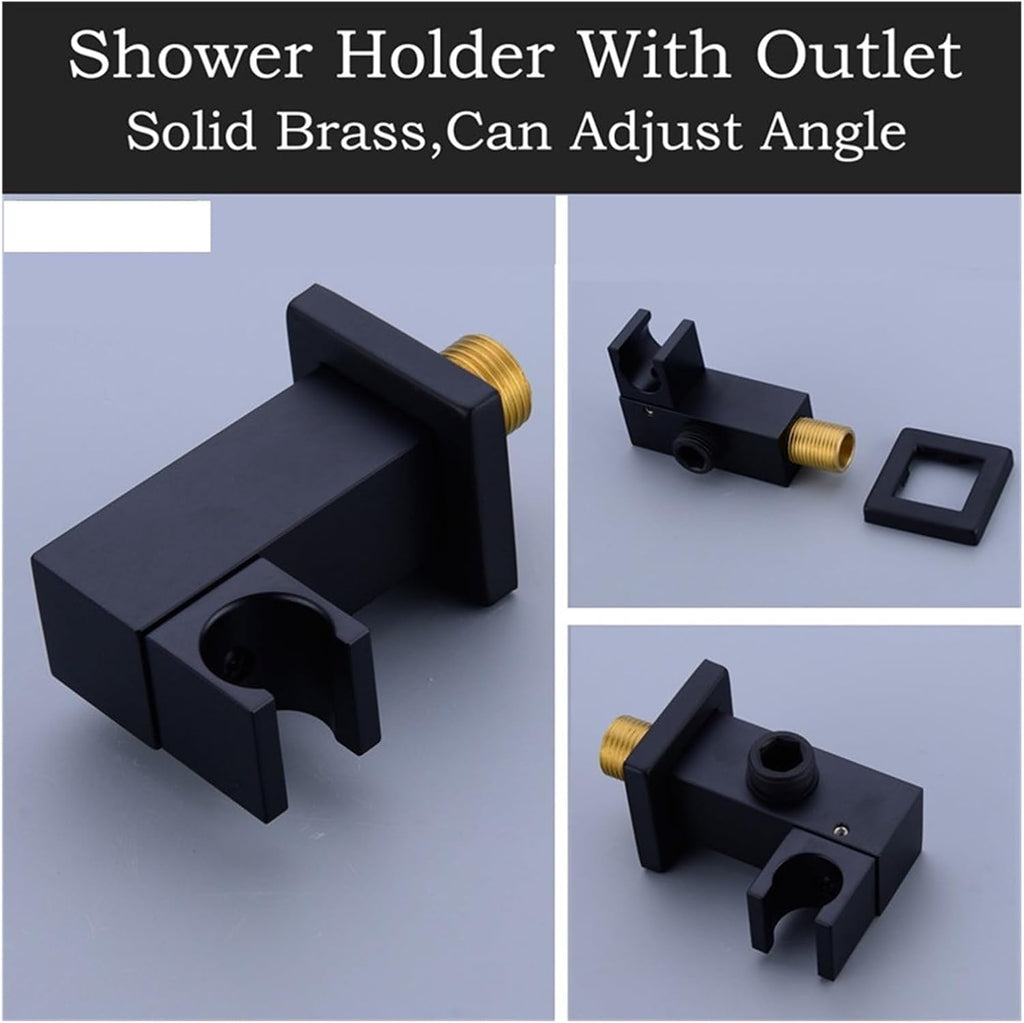 3-Way Handheld Shower Head with Holder and Hose, Wall Mounted Bathroom Shower Fixture, 1 Button 3 Control, Matte Black,(Round)