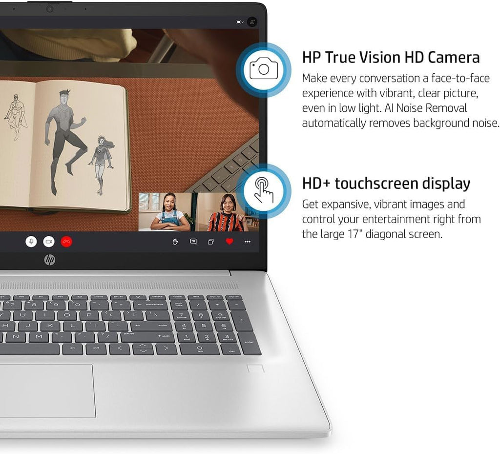 HP Business Touchscreen Laptop 17 inch, Intel 10-Core i7-1355U(up to 5.0 GHz), 32 GB RAM, 1 TB SSD, Intel Iris Xe GPU, Wi-Fi 6, Fingerprint, MS Office Pro Lifetime License, Windows 11 Pro, w/Mouse