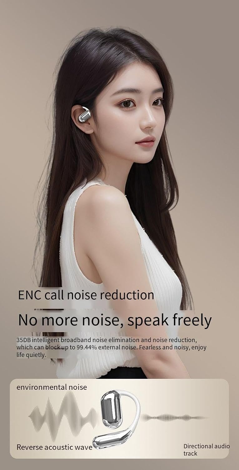 Open-Ear Wireless Earbuds Bluetooth 5.4 Headphones with Intelligent Touch Screen & Earhook, 40Hrs Playback Sport Ear Buds Earphones,Ultra-Comfort Design,Compatible with iPhone & Android,Blue